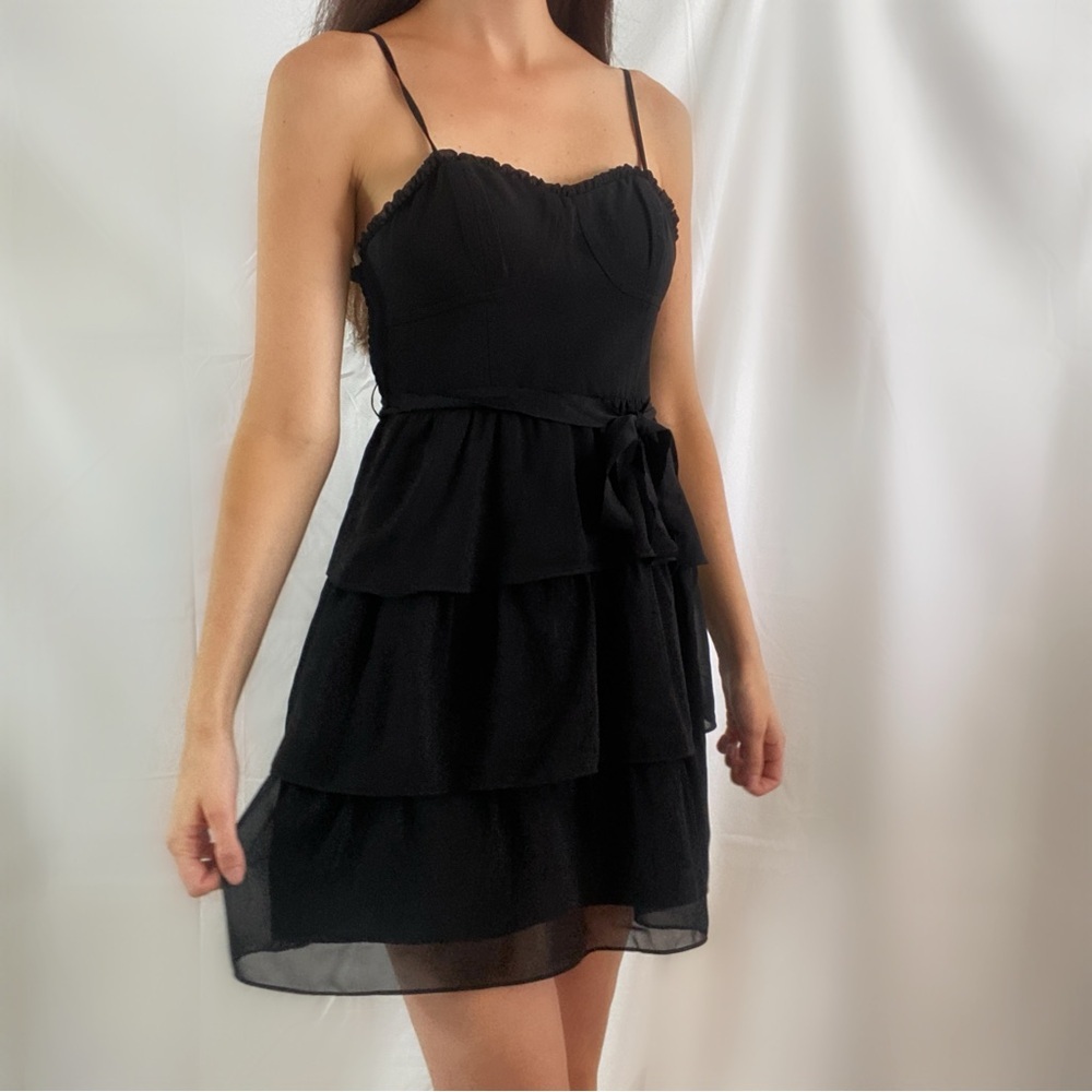 American Eagle black a line skater dress mini cami size 4 bustier
